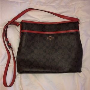 Brown and Orange Leather Coach Purse